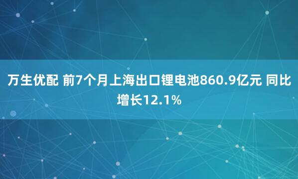万生优配 前7个月上海出口锂电池860.9亿元 同比增长12.1%